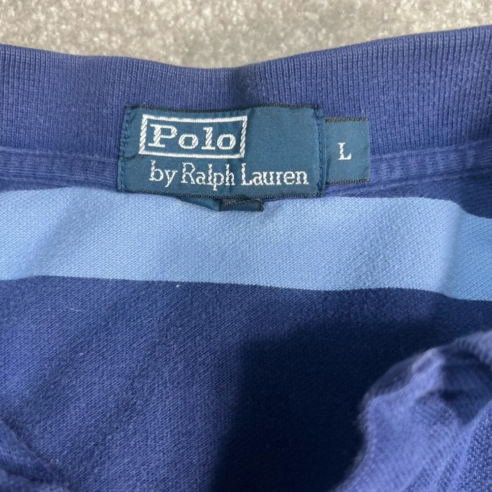 Ralph Lauren Navy Blue‎ Striped Polo Shirt